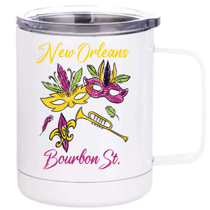 French New Orleans Mardi Gras Souvenir Bourbon Street Front & Back 12oz Stainless Steel Tumbler Cup