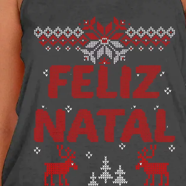 Feliz Natal Portuguese Merry Christmas Gift Idea Women's Knotted Racerback Tank