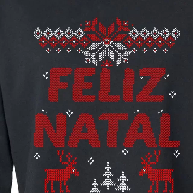 Feliz Natal Portuguese Merry Christmas Gift Idea Cropped Pullover Crew