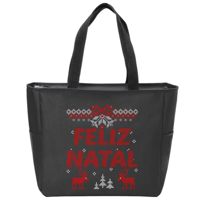 Feliz Natal Portuguese Merry Christmas Gift Idea Zip Tote Bag