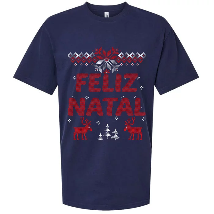 Feliz Natal Portuguese Merry Christmas Gift Idea Sueded Cloud Jersey T-Shirt