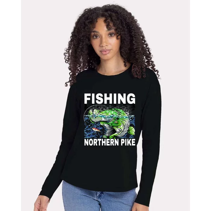 Fishing Northern Pike Womens Cotton Relaxed Long Sleeve T-Shirt