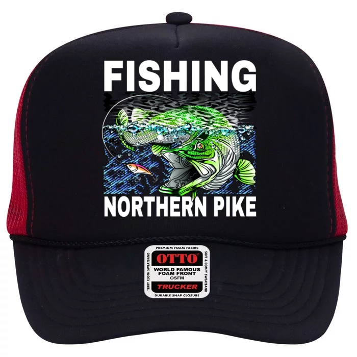 Fishing Northern Pike High Crown Mesh Trucker Hat