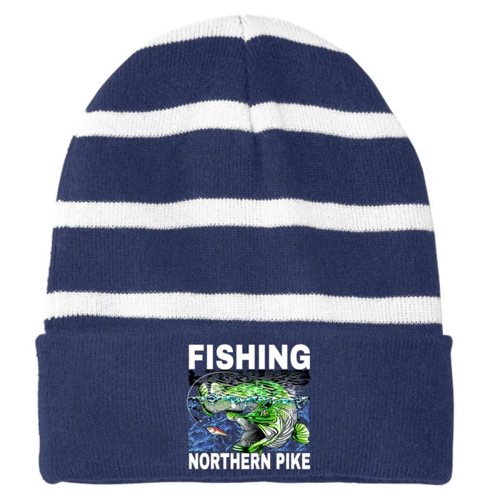 Fishing Northern Pike Striped Beanie with Solid Band