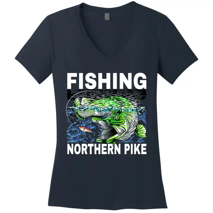 Fishing Northern Pike Women's V-Neck T-Shirt