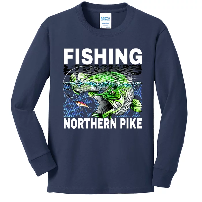 Fishing Northern Pike Kids Long Sleeve Shirt