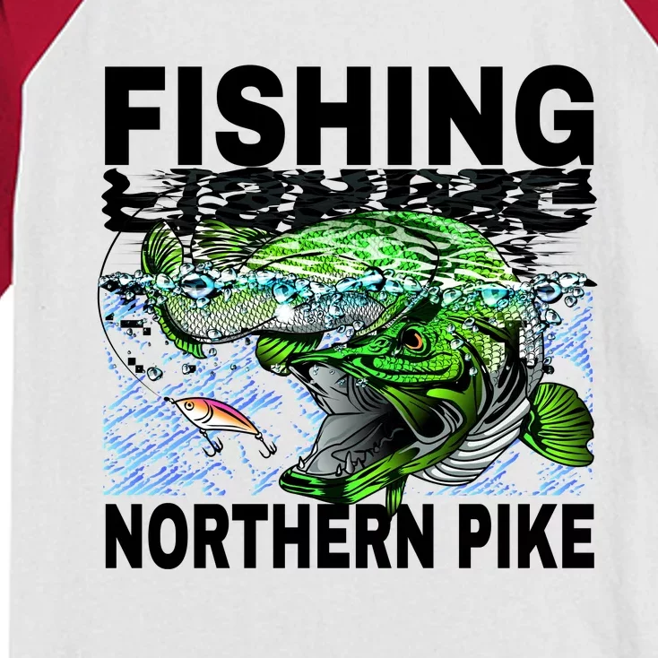 Fishing Northern Pike Kids Colorblock Raglan Jersey