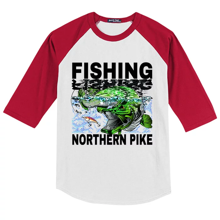 Fishing Northern Pike Kids Colorblock Raglan Jersey