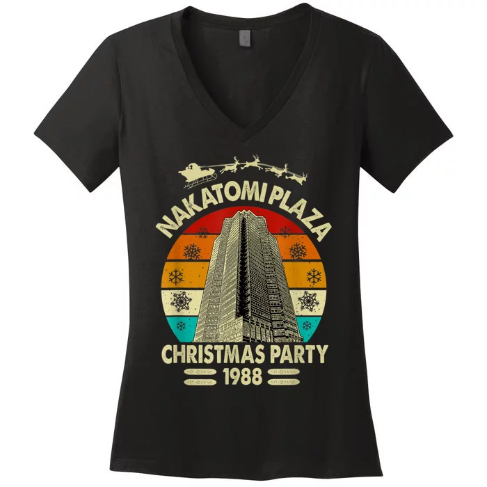 Funny Nakatomi Plaza Christmas Party 1988 Xmas Holiday Women's V-Neck T-Shirt