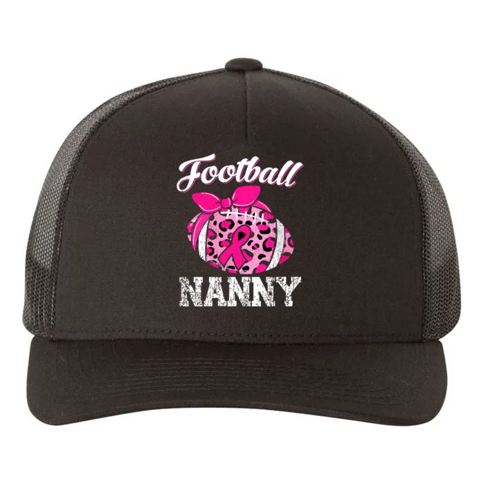 Football Nanny Pink Ribbon Leopard Breast Cancer Awareness Gifts Yupoong Adult 5-Panel Trucker Hat