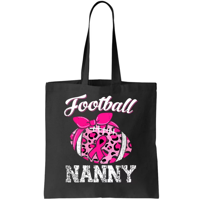 Football Nanny Pink Ribbon Leopard Breast Cancer Awareness Gifts Tote Bag