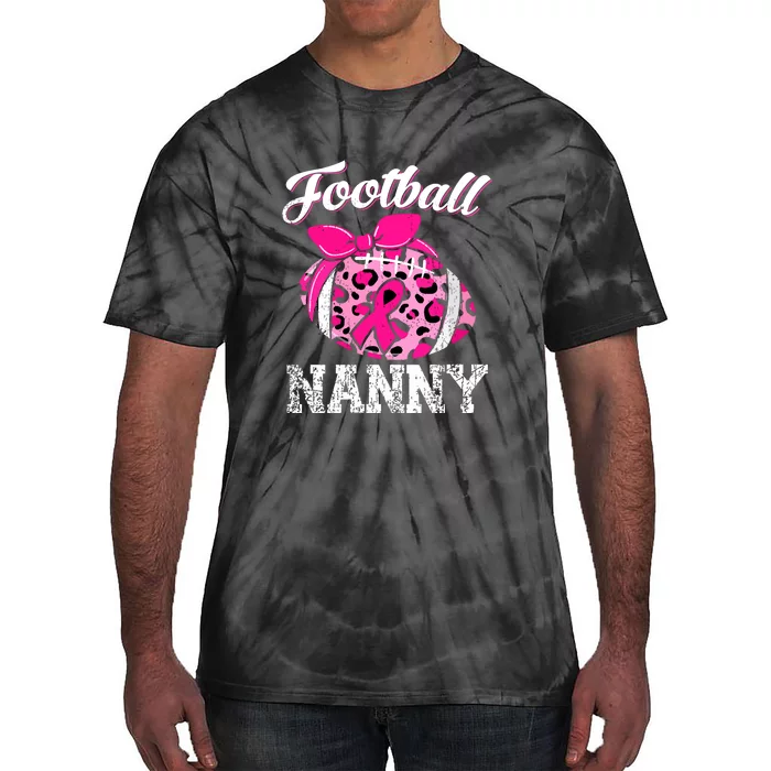 Football Nanny Pink Ribbon Leopard Breast Cancer Awareness Gifts Tie-Dye T-Shirt