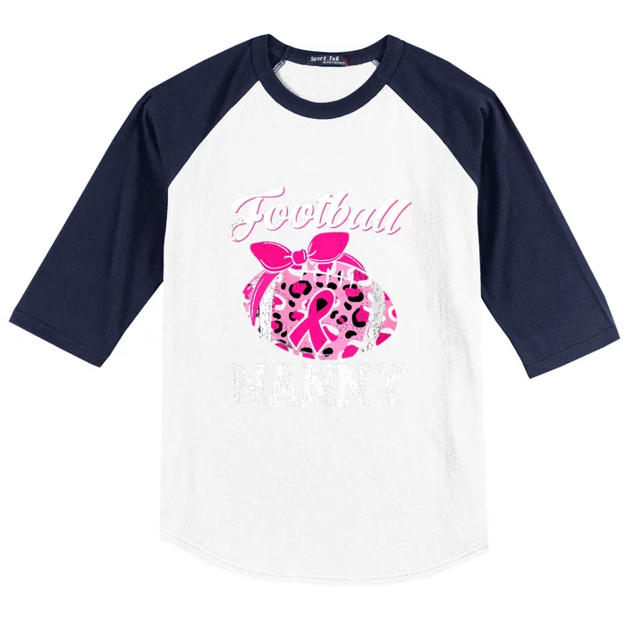 Football Nanny Pink Ribbon Leopard Breast Cancer Awareness Gifts Baseball Sleeve Shirt