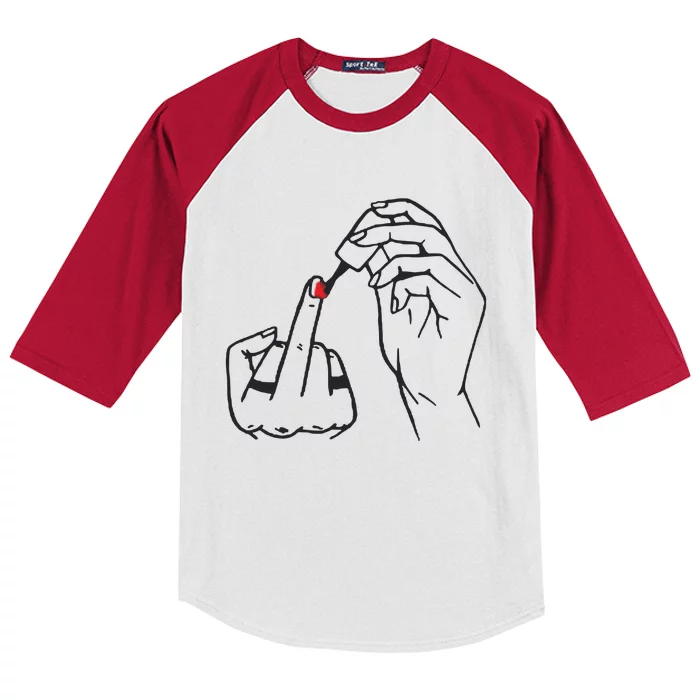 Feminism Nail Polish Kids Colorblock Raglan Jersey