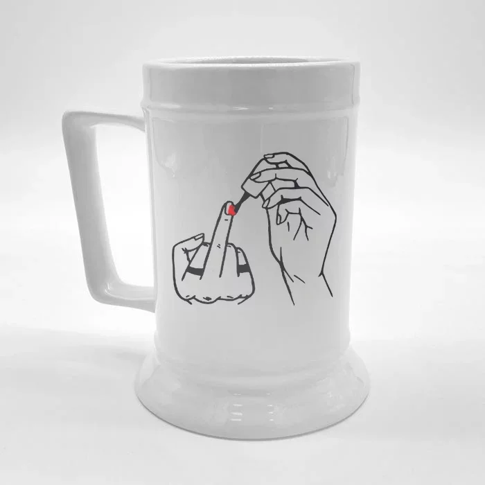 Feminism Nail Polish Front & Back Beer Stein