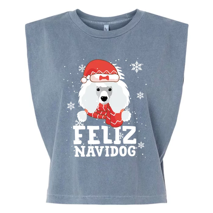 Feliz Navidog Poodle Dog Funny Christmas Gift Great Gift Garment-Dyed Women's Muscle Tee