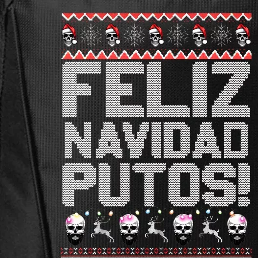 Feliz Navidad Putos Funny Mexican Ugly Christmas Party Gift City Backpack