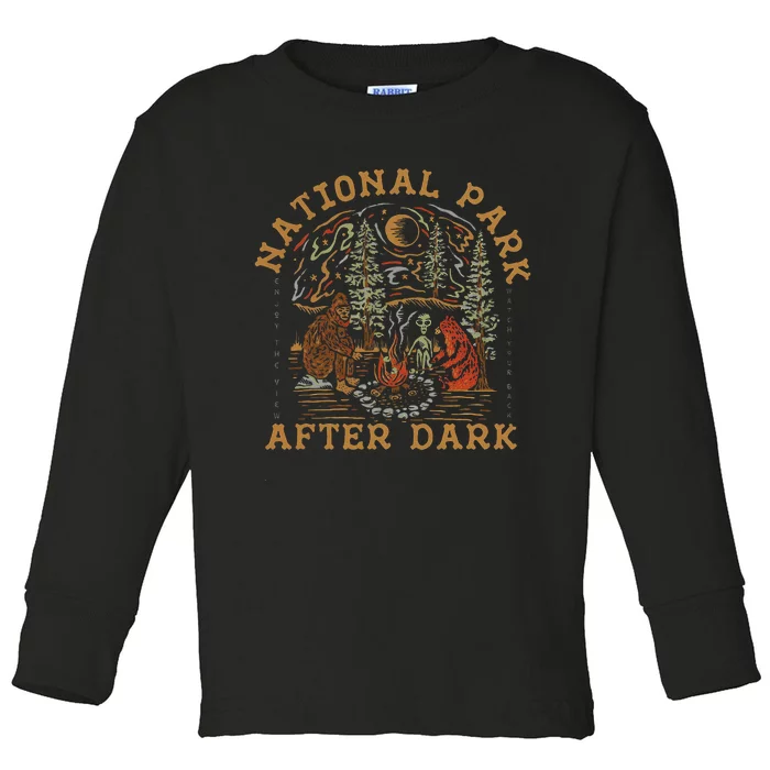 Funny National Park After Dark Adventure Toddler Long Sleeve Shirt