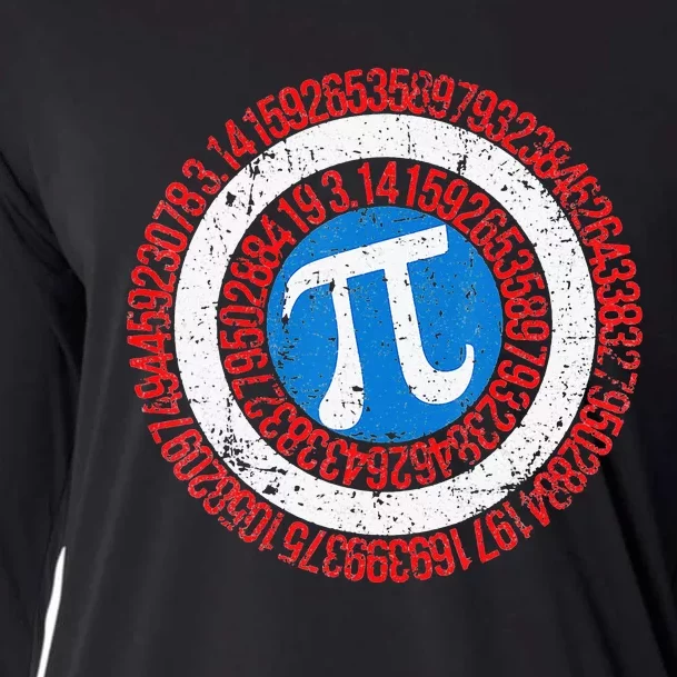 funny National Pi Day Math Teacher Captain Cooling Performance Long Sleeve Crew