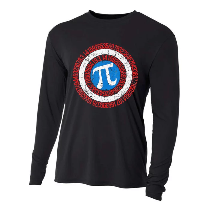 funny National Pi Day Math Teacher Captain Cooling Performance Long Sleeve Crew