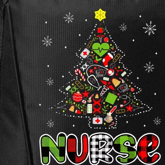 Festive Nurse Pajamas for the Holiday Season City Backpack