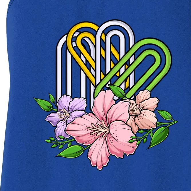 Flower National Paperclip Day Flower Design Gift Women's Racerback Tank