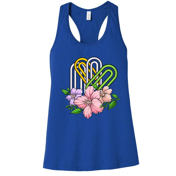 Flower National Paperclip Day Flower Design Gift Women's Racerback Tank