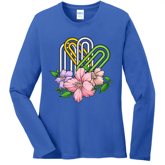 Flower National Paperclip Day Flower Design Gift Ladies Long Sleeve Shirt