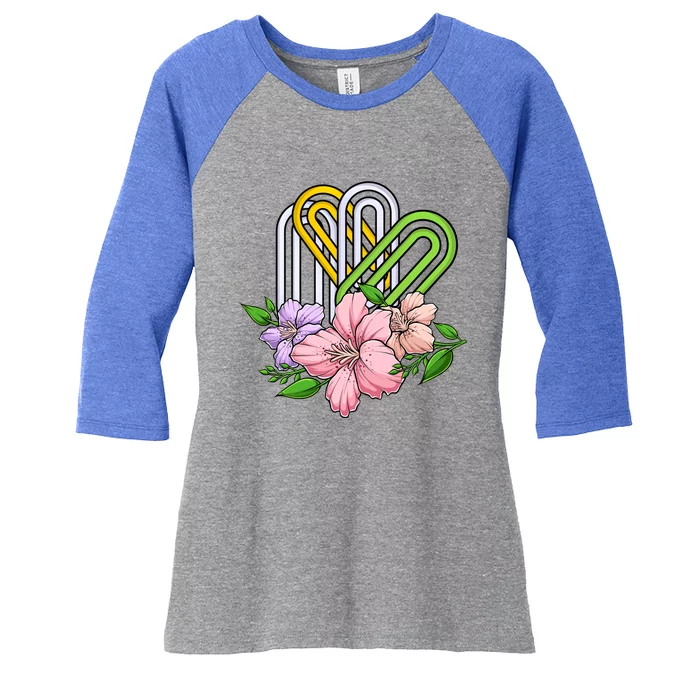 Flower National Paperclip Day Flower Design Gift Women's Tri-Blend 3/4-Sleeve Raglan Shirt