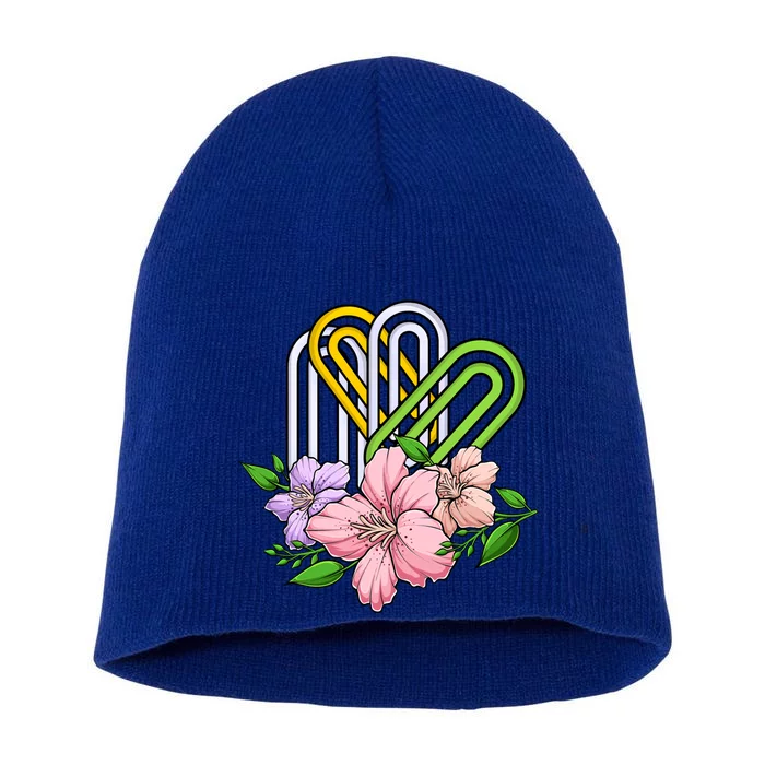 Flower National Paperclip Day Flower Design Gift Short Acrylic Beanie