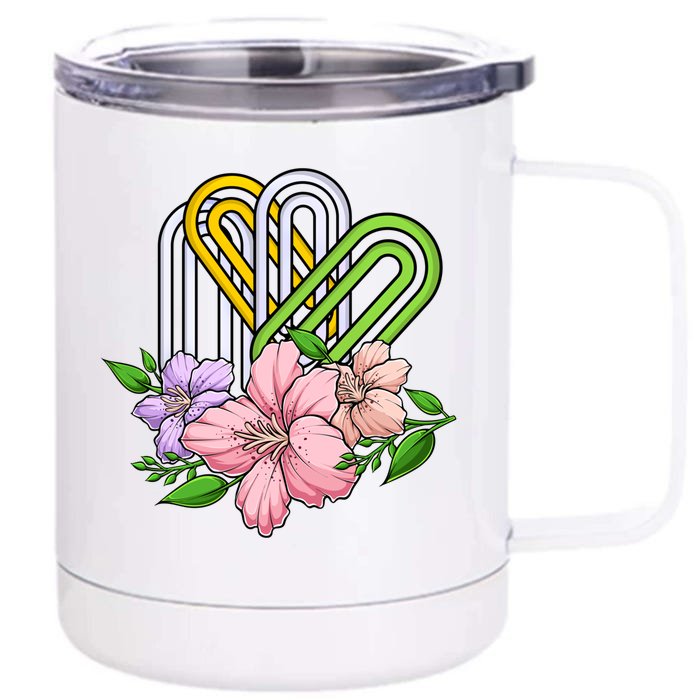 Flower National Paperclip Day Flower Design Gift Front & Back 12oz Stainless Steel Tumbler Cup