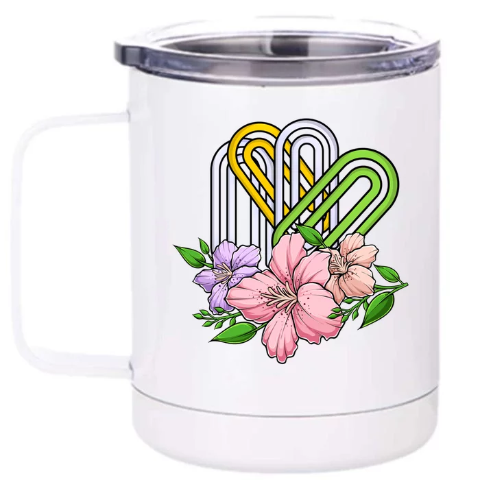 Flower National Paperclip Day Flower Design Gift Front & Back 12oz Stainless Steel Tumbler Cup