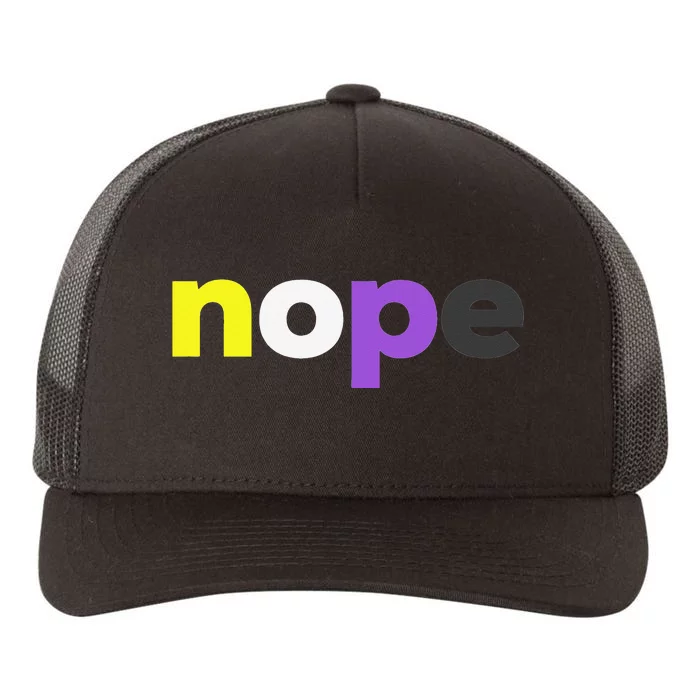 Funny Nonbinary Pride nope Nonbinary LGBTQ Enby Flag Yupoong Adult 5-Panel Trucker Hat