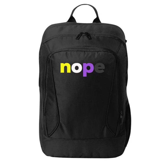 Funny Nonbinary Pride nope Nonbinary LGBTQ Enby Flag City Backpack