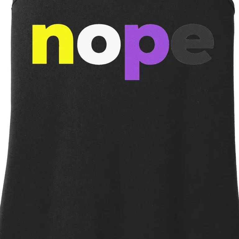 Funny Nonbinary Pride nope Nonbinary LGBTQ Enby Flag Ladies Essential Tank