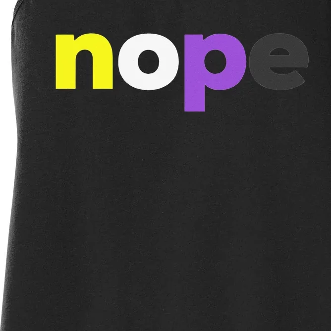 Funny Nonbinary Pride nope Nonbinary LGBTQ Enby Flag Women's Racerback Tank