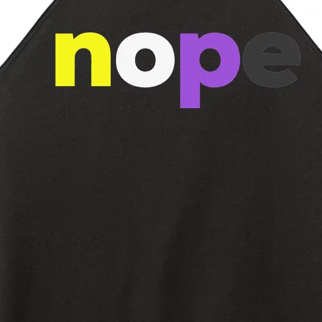 Funny Nonbinary Pride nope Nonbinary LGBTQ Enby Flag Women’s Perfect Tri Rocker Tank