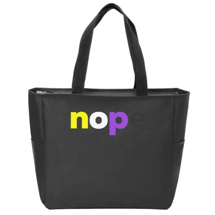 Funny Nonbinary Pride nope Nonbinary LGBTQ Enby Flag Zip Tote Bag