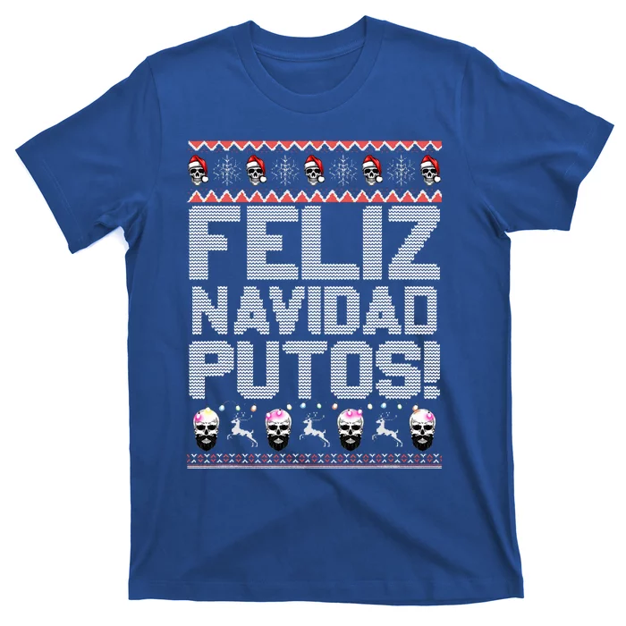 Feliz Navidad Putos Funny Mexican Ugly Xmas Party T-Shirt