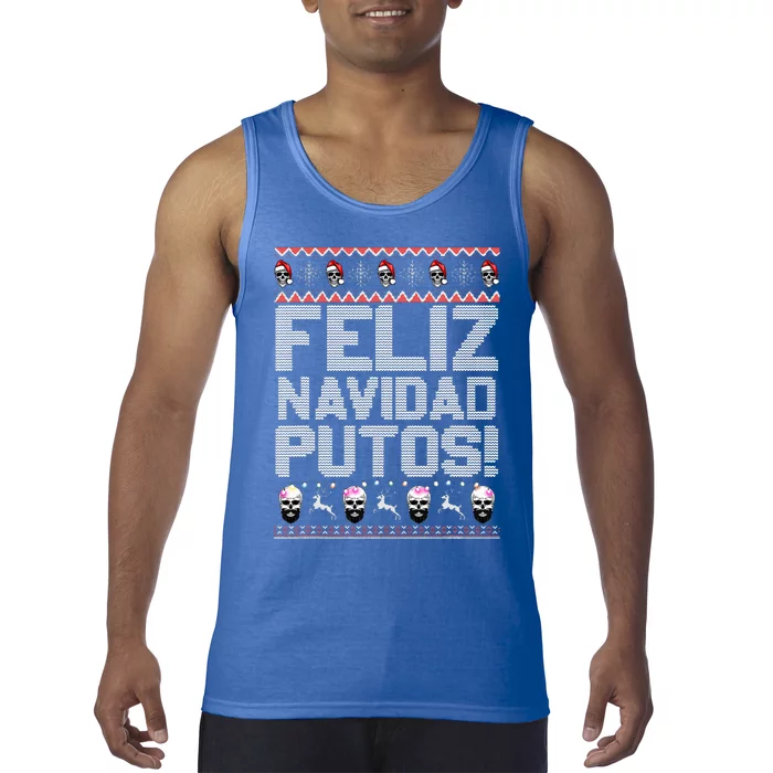 Feliz Navidad Putos Funny Mexican Ugly Xmas Party Tank Top