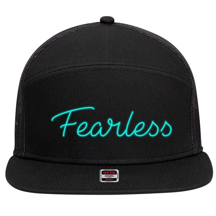 Fearless Neon Quote 7 Panel Mesh Trucker Snapback Hat