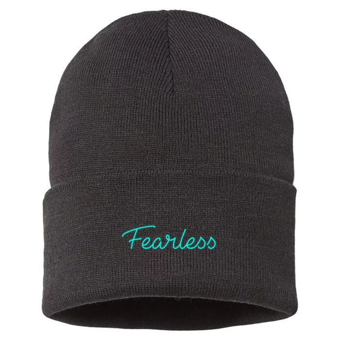 Fearless Neon Quote Sustainable Knit Beanie