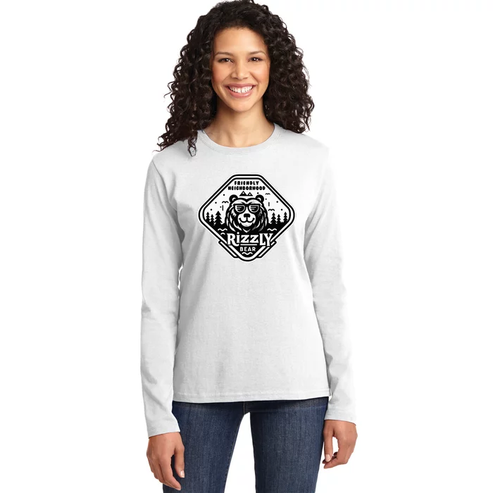 Funny Neighborhood Rizzly Bear Ladies Long Sleeve Shirt