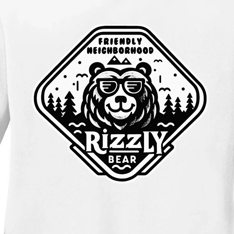 Funny Neighborhood Rizzly Bear Ladies Long Sleeve Shirt