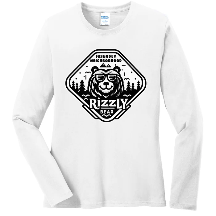 Funny Neighborhood Rizzly Bear Ladies Long Sleeve Shirt