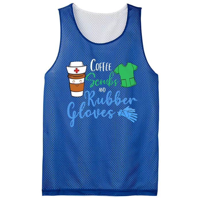 Funny Nurse Rn Coffee Scrubs And Rubber Gloves Gift Mesh Reversible Basketball Jersey Tank