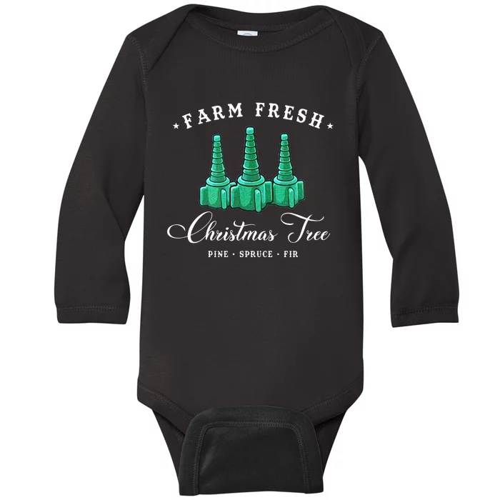 Funny Nurse Respiratory Therapist Farm Fresh Christmas Tree Baby Long Sleeve Bodysuit