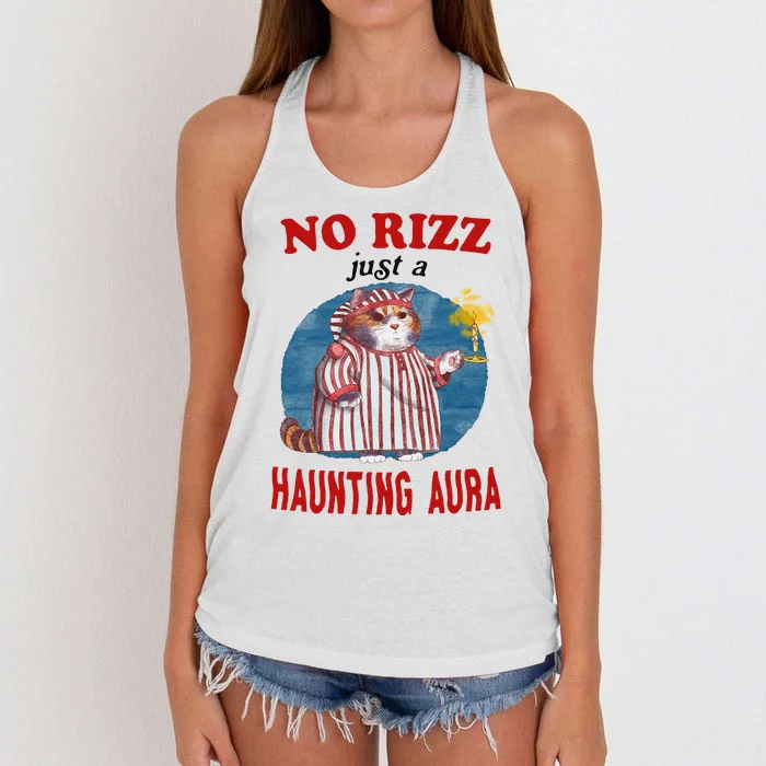 Funny No Rizz Just Haunting Aura Gift Women's Knotted Racerback Tank