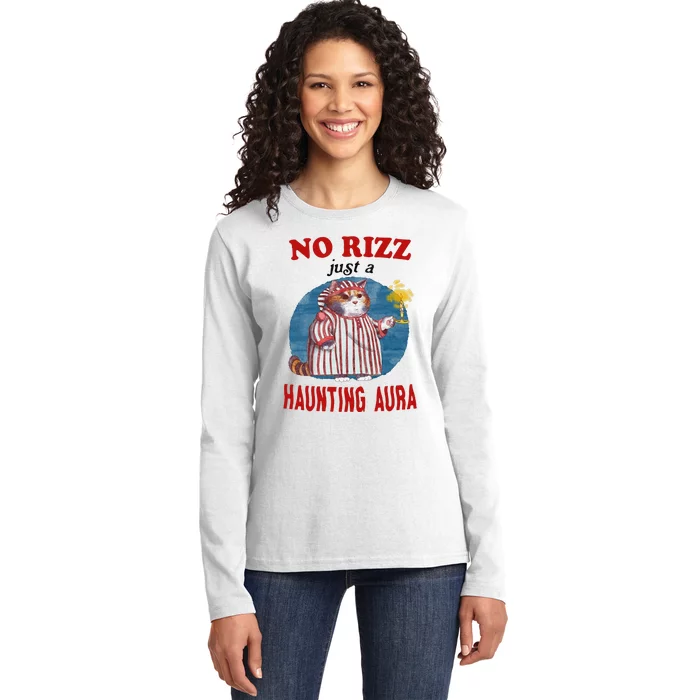 Funny No Rizz Just Haunting Aura Gift Ladies Long Sleeve Shirt