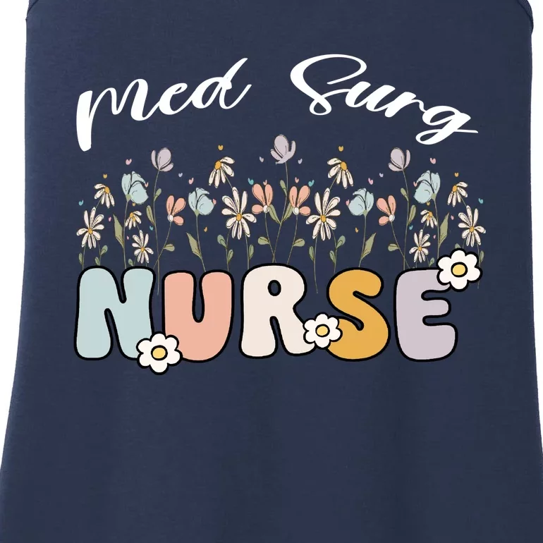 Funny Nurse Retro Groovy Med Surg Gift Ladies Essential Tank